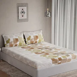 DDecor Vega Collection Brown Printed Cotton 144 TC Queen Bedsheet Set 2.24m x 2.54m-picture-18