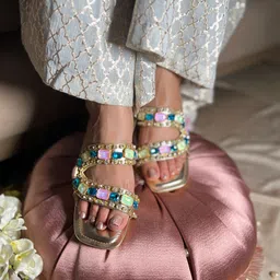 SANDAL STORIES Embellished PU Party Block Sandals image 3