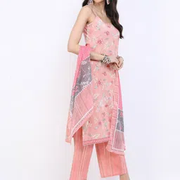Vishudh Women Floral Printed Pure Cotton Kurta Sets With Dupatta image 4
