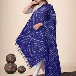 EBADAT Printed Blue Art Silk Dupatta image 5