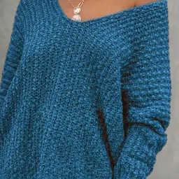 StyleCast Women Self Design Cable Knit Oversized Scoop Neck Pullover-picture-30
