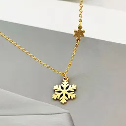 Jewels Galaxy Stainless Steel Gold-Plated Floral Shaped Pendants with Chains-picture-48