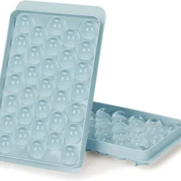 gracious mart 33pcs Making Round Shape Plastic Ice Cube Tray Flexible and BPA-Free for Freezer Blue Plastic Ice Ball Tray-picture-11