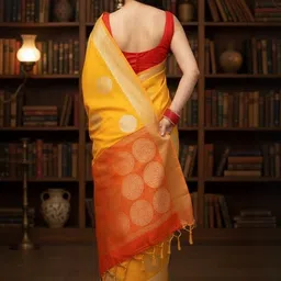 Bindi Fashion Woven Design Zari Silk Blend Handloom Banarasi Saree image 2