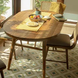 ellementry West Solid Wood 4 Seater Dining Table in Natural Finish image 1