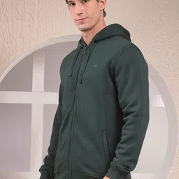 Crimsoune Club Men Solid Long Sleeves Hooded neck Front-Open Sweatshirt image 2