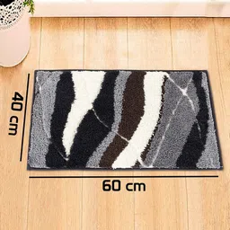 HOKIPO Grey & Black Self Design Microfibre 2800 GSM Bath Rug image 4