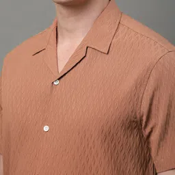 THE BEETEL HOUSE Men Comfort Regular Fit Cuban Collar Textured Casual Shirt image 2