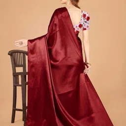 Aruna Sarees Satin Saree With Printed Blouse Piece image 4