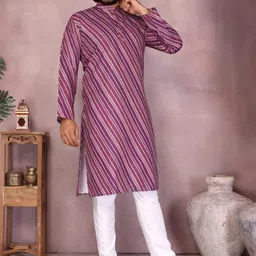 ZARA STAR Striped Pure Cotton Kurta With Trousers image 4