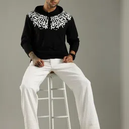 LEWEL Men Typography Printed Hooded T-shirt image 3