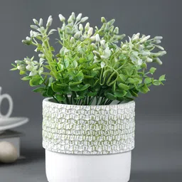 TAYHAA White & Green Textured Ceramic Planter-picture-16