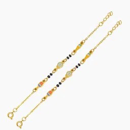 SWASHAA Kids Set Of 2 18K Gold-Plated Artificial Beaded Sugar Bliss Charm Bracelets-image-15