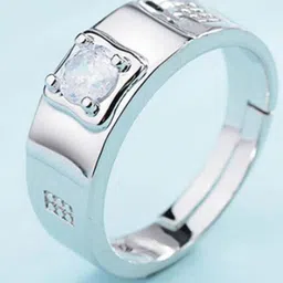 Heer Collection Silver-Plated AD-Studded Adjustable Finger Ring image 2