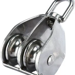 vinayakart 32 mm Stainless Steel Double Wheel Block Climbing Pulley M 32 Climbing Pulley image 2