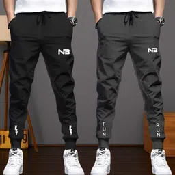 nb nicky boy Pack of 2 Men Printed Black, Grey Track Pants-picture-29
