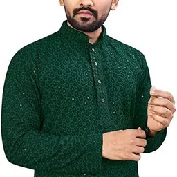 growwax Men Embellished Viscose Rayon Straight Kurta-picture-15