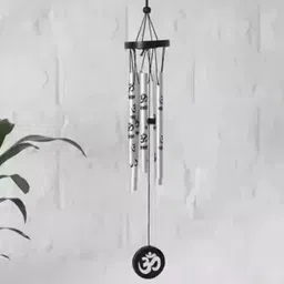 radhe OM wind chimes with 5 pipe Hanging Silver Windchime image 2