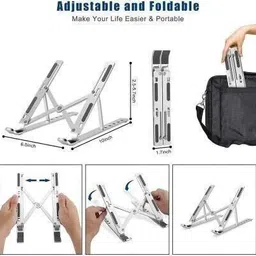 QueryZen LAPTOP-ST-01 Aluminum Alloy Adjustable, Portable, Foldable, Ergonomic, Tablet Laptop Stand_01 Aluminium Floor and Desk Stand Rotatable Laptop Stand with Adjustable Height Compatible with Universal Laptops image 5