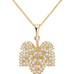 Zarkan 925 Hallmark Silver Gold Leaf Necklace Rhodium Cubic Zirconia Sterling Silver Pendant-picture-35
