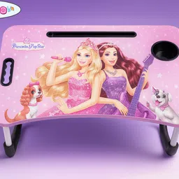 my little town Barbie Kids Study Table |Portable Laptop Table Foldable | Lapdesk Barbie Wood Portable Laptop Table-picture-40