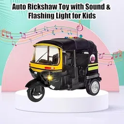 myrra Plastic Auto Rickshaw Toys – Pull Back Action Bump & Go Auto Rickshaw image 4