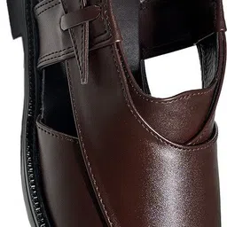 bellmanco Leather Peshawari Sandals for Men| Black Sandals with Adjustable Buckle Strap| Slip On For Men-picture-28