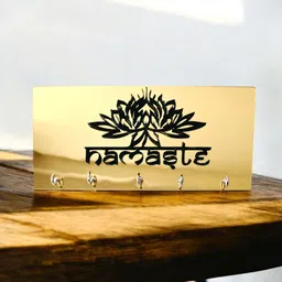 zeni maa Luxury Namaste Lotus Wall Mounted Key Holder | Gold Mirror Finish Home Decor Acrylic Key Holder image 5