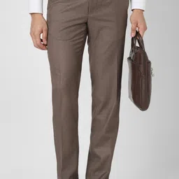 van heusen Men Slim Fit Brown Polyester Trousers-picture-24