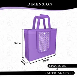 homestic Pack of 6 Smile Foldable Grocery/Shopping Bags For Women | Black Yellow & Purple Pack of 6 Grocery Bags image 3