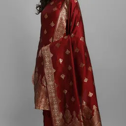 vredevogel Women Silk Blend Kurta Pant Dupatta Set image 3