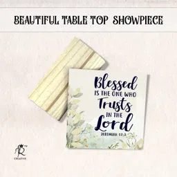 ar creative Blessed - Bible Verse Wooden Table Decorative Item Decorative Showpiece - 14.224 cm image 2