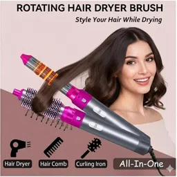 GLOWMART 3 Heat Levels Hot Air Brush 5 in 1 Hair Styling Tool-Plump Blow Drying Brush Hair Dryer image 2