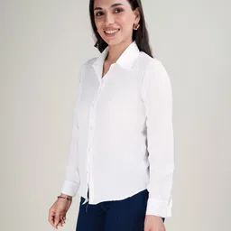 metronaut Women Regular Fit Solid Curved Collar Casual Shirt image 3