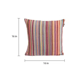 Multicolor Striped Cotton 16 x 16 Inch Cushion Cover by Ambbi Collections image 4