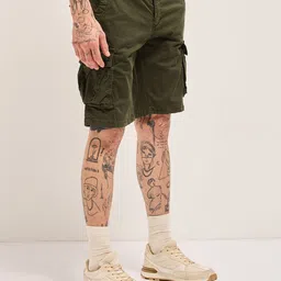 the bear house Solid Men Dark Green Regular Shorts image 3