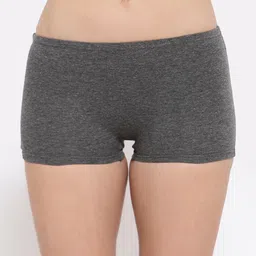 Softrose Women Grey Solid Boy Shorts SH7003DG_S-picture-29