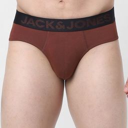 Jack & Jones Men Brown Solid Cotton Basic Briefs-picture-2