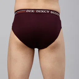 DIXCY SCOTT Men Black & Maroon Pack Of 3 Solid Mid-Rise Basic Briefs image 4
