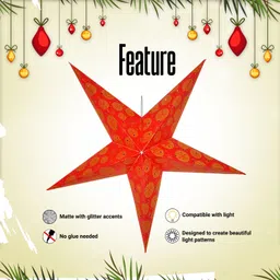 me&you Paper Star Hanging Lamp Shade for Home, Festive & Party Use Hanging Star Pack of 1 image 3
