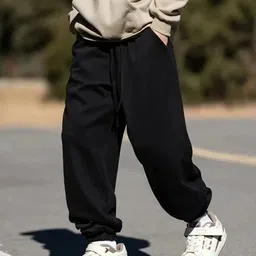 genz Men Solid Black Track Pants-picture-14