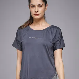 mkh Women Typography Crew Neck Polyester Grey T-Shirt-picture-25