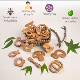 rana creation mart Pure neem wooden teether Rattle for kids Teether image 5