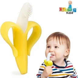 chinmay kids Food Grade Banana Shaped Silicone Teether Toothbrush/Teether for Baby/Toddlers Teether image 5
