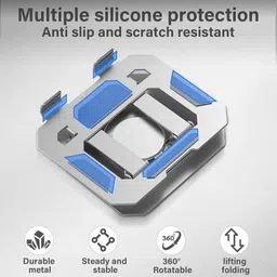 ZIRAK Laptop Stand with 360° Rotating Base | Ergonomic Adjustable Notebook Stand | Riser Holder Laptop Stand Compatible with Laptops up to 13 inches & 6 kg Iron Floor and Desk Stand Rotatable Laptop Stand with Adjustable Height Compatible with Universal Laptops image 5