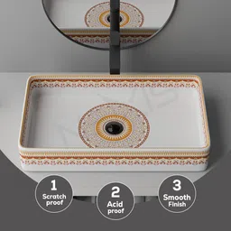 flipkart smartbuy Ultra Premium Ceramic Counter top basin tabal top basin (24x14x5 inch) 4460 f Table Top Basin image 3