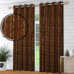 veloura 152.4 cm (5 ft) Window Velvet Room Darkening Curtain (Pack Of 2)-picture-18