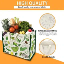 double r bags Eco-Friendly Cloth Tote for Vegetables, Milk, Fruits & Lunch Pack of 3 Grocery Bags image 3