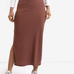 tokyo talkies Women Solid Straight Brown Skirt-picture-18