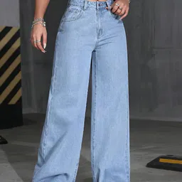 ledge&edge Women Loose Fit High Rise Light Blue Jeans image 4